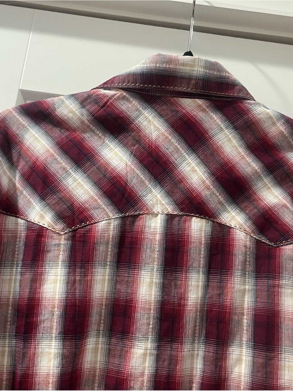 Vintage Western Plaid Wrangler Medium Pearl Snap Button Down Festival Concert - Picture 7 of 13